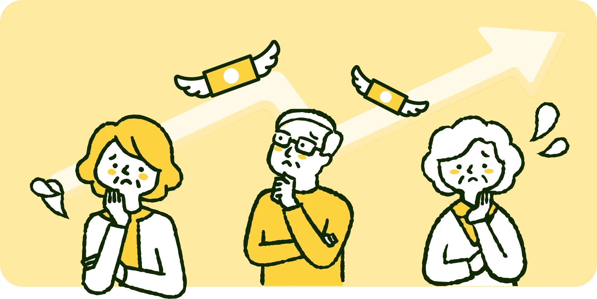 困った表情の男女のイラスト
